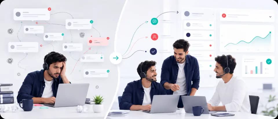 Customer support team managing message pressure and conversation assignment